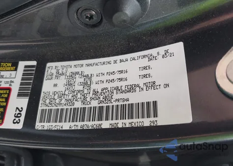 2021 Toyota Tacoma Sr5 V6 from USA, damaged, VIN 3TMAZ5CN2MM149320